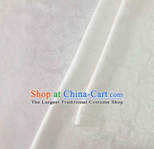 Asian Chinese Traditional Roses Pattern Design White Brocade Fabric Silk Fabric Chinese Fabric Asian Material