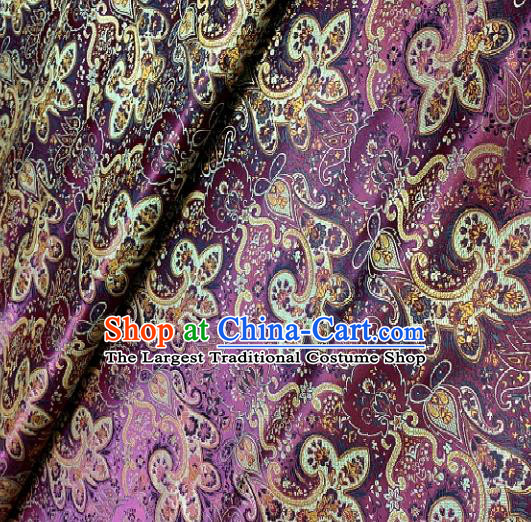 Asian Chinese Traditional Paddy Flowers Pattern Design Purple Brocade Fabric Silk Fabric Chinese Fabric Asian Material