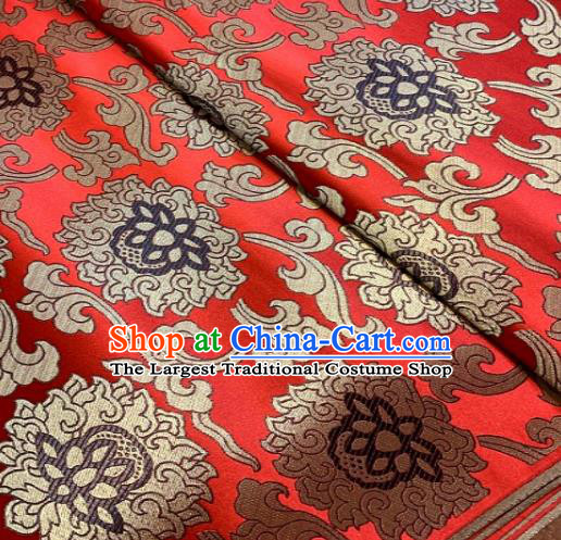 Asian Chinese Traditional Buddhism Lotus Pattern Design Red Brocade Fabric Silk Fabric Chinese Fabric Asian Material