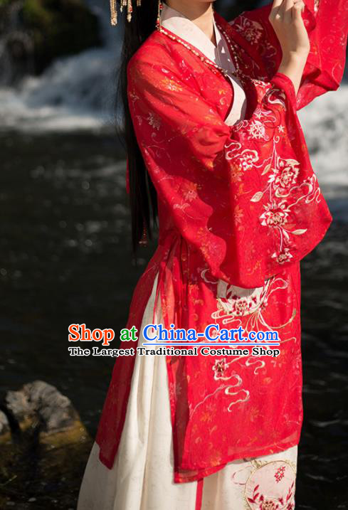 Traditional Chinese Ming Dynasty Wedding Red Hanfu Dress Ancient Princess Historical Costume for Women