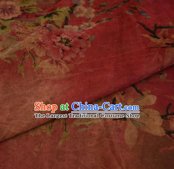 Chinese Traditional Peony Pattern Design Peach Pink Satin Watered Gauze Brocade Fabric Asian Silk Fabric Material