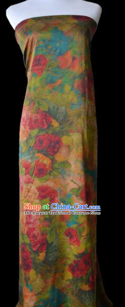 Chinese Traditional Peony Pattern Design Blue Satin Watered Gauze Brocade Fabric Asian Silk Fabric Material