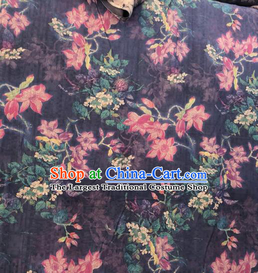 Chinese Traditional Lotus Pattern Design Purple Satin Watered Gauze Brocade Fabric Asian Silk Fabric Material