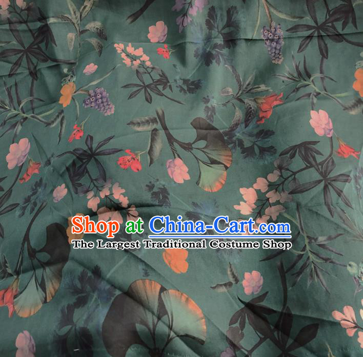 Chinese Traditional Pattern Design Green Satin Watered Gauze Brocade Fabric Asian Silk Fabric Material