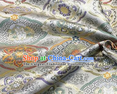 Chinese Traditional Hanfu Silk Fabric Classical Totem Pattern Design White Brocade Tang Suit Fabric Material