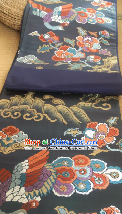 Chinese Traditional Embroidered Peony Pattern Design Champagne Brocade Fabric Asian Silk Fabric Chinese Fabric Material
