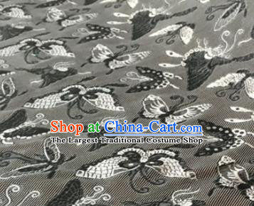 Chinese Traditional Butterfly Pattern Design Grey Brocade Fabric Asian Silk Fabric Chinese Fabric Material