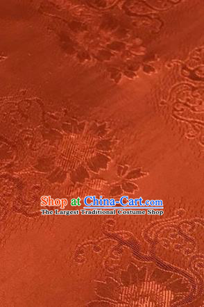 Chinese Traditional Cirrus Flowers Pattern Design Orange Brocade Fabric Asian Silk Fabric Chinese Fabric Material
