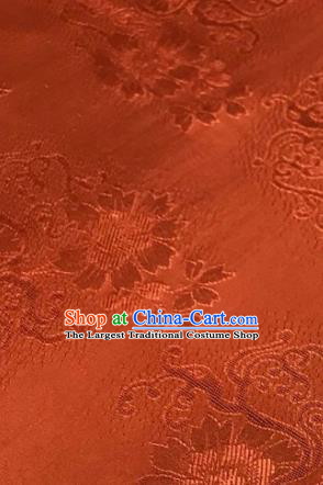 Chinese Traditional Cirrus Flowers Pattern Design Orange Brocade Fabric Asian Silk Fabric Chinese Fabric Material
