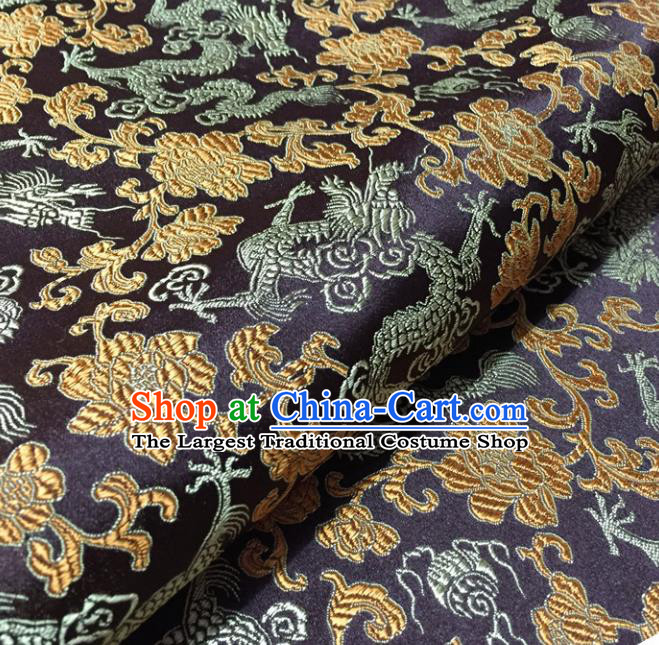Chinese Traditional Dragons Pattern Design Deep Purple Brocade Fabric Asian Silk Fabric Chinese Fabric Material