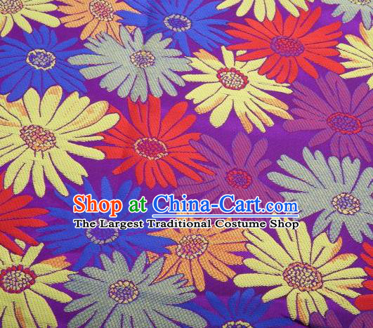 Chinese Classical Sunflowers Pattern Design Purple Brocade Traditional Hanfu Silk Fabric Tang Suit Fabric Material
