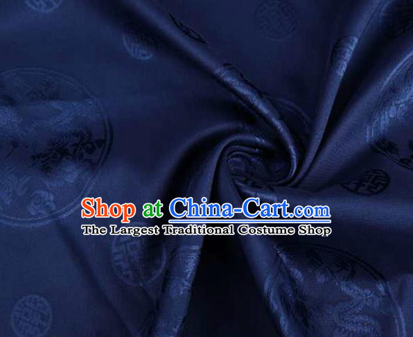 Chinese Classical Round Dragon Pattern Design Deep Blue Brocade Traditional Hanfu Silk Fabric Tang Suit Fabric Material