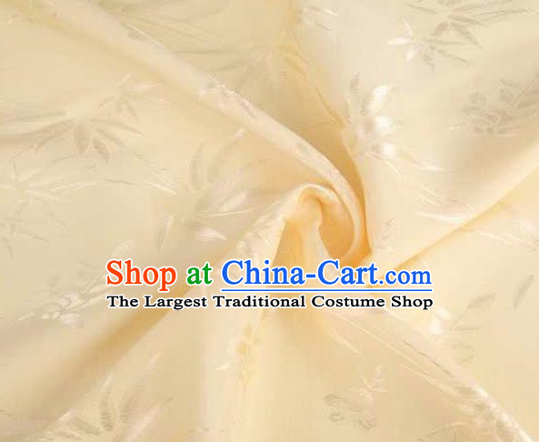 Chinese Classical Bamboo Chrysanthemum Pattern Design Light Golden Brocade Traditional Hanfu Silk Fabric Tang Suit Fabric Material