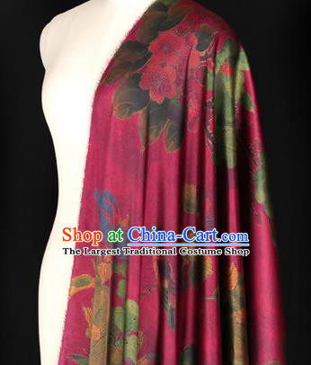 Chinese Traditional Flower Bird Pattern Design Rosy Satin Watered Gauze Brocade Fabric Asian Silk Fabric Material