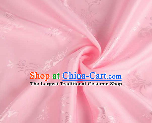 Chinese Classical Bamboo Chrysanthemum Pattern Design Pink Brocade Traditional Hanfu Silk Fabric Tang Suit Fabric Material