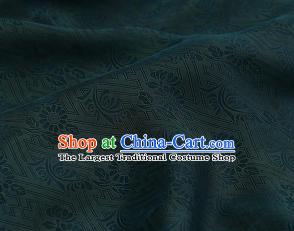 Chinese Traditional Chrysanthemum Pattern Design Green Satin Watered Gauze Brocade Fabric Asian Silk Fabric Material