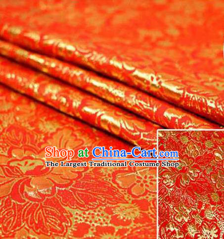 Chinese Classical Pattern Design Red Brocade Asian Traditional Hanfu Silk Fabric Tang Suit Fabric Material