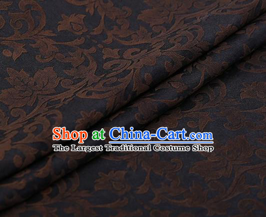 Chinese Traditional Grape Vine Pattern Design Navy Satin Watered Gauze Brocade Fabric Asian Silk Fabric Material