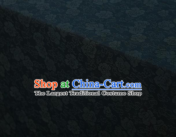 Chinese Traditional Roses Pattern Design Atrovirens Satin Watered Gauze Brocade Fabric Asian Silk Fabric Material
