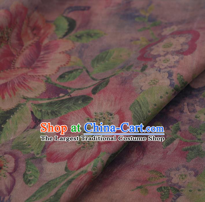 Traditional Chinese Satin Classical Peony Pattern Design Pink Watered Gauze Brocade Fabric Asian Silk Fabric Material