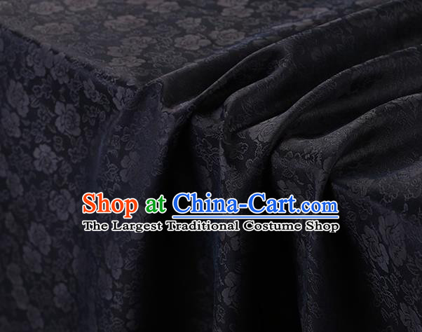 Chinese Traditional Roses Pattern Design Black Satin Watered Gauze Brocade Fabric Asian Silk Fabric Material