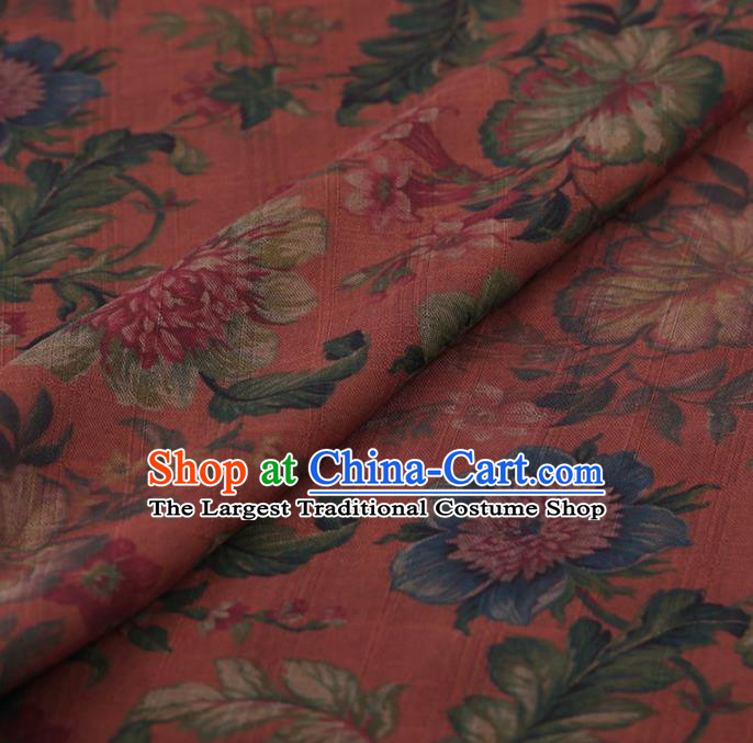 Traditional Chinese Satin Classical Peony Pattern Design Watermelon Red Watered Gauze Brocade Fabric Asian Silk Fabric Material