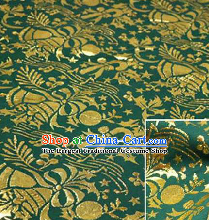 Chinese Classical Pattern Design Deep Green Brocade Asian Traditional Hanfu Silk Fabric Tang Suit Fabric Material