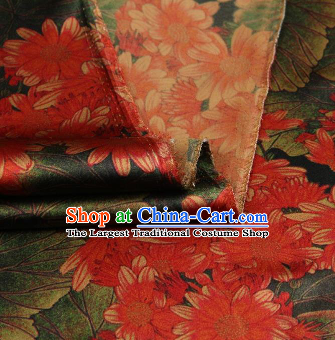 Traditional Chinese Satin Classical Sunflowers Pattern Design Red Watered Gauze Brocade Fabric Asian Silk Fabric Material