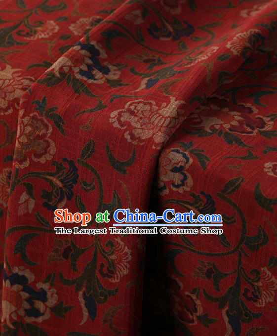 Traditional Chinese Satin Classical Pomegranate Flowers Pattern Design Red Watered Gauze Brocade Fabric Asian Silk Fabric Material