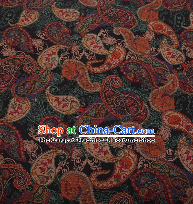Traditional Chinese Satin Classical Pattern Design Black Watered Gauze Brocade Fabric Asian Silk Fabric Material