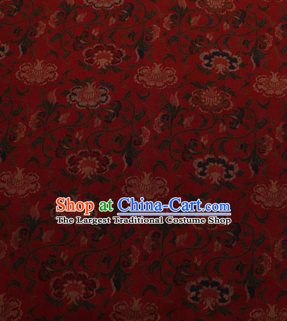 Traditional Chinese Satin Classical Pomegranate Flower Pattern Design Red Watered Gauze Brocade Fabric Asian Silk Fabric Material