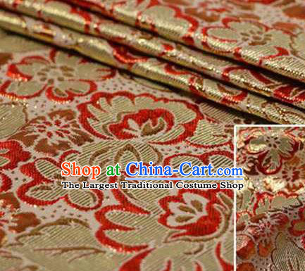 Chinese Classical Begonia Pattern Design Red Brocade Asian Traditional Hanfu Silk Fabric Tang Suit Fabric Material