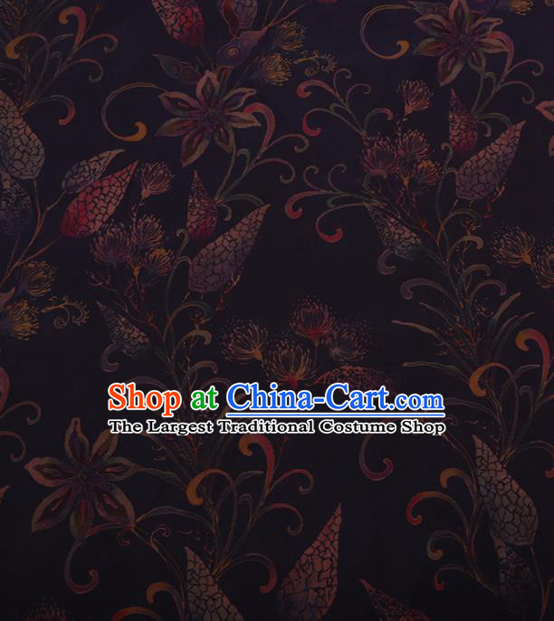 Traditional Chinese Satin Classical Wheat Pattern Design Purple Watered Gauze Brocade Fabric Asian Silk Fabric Material