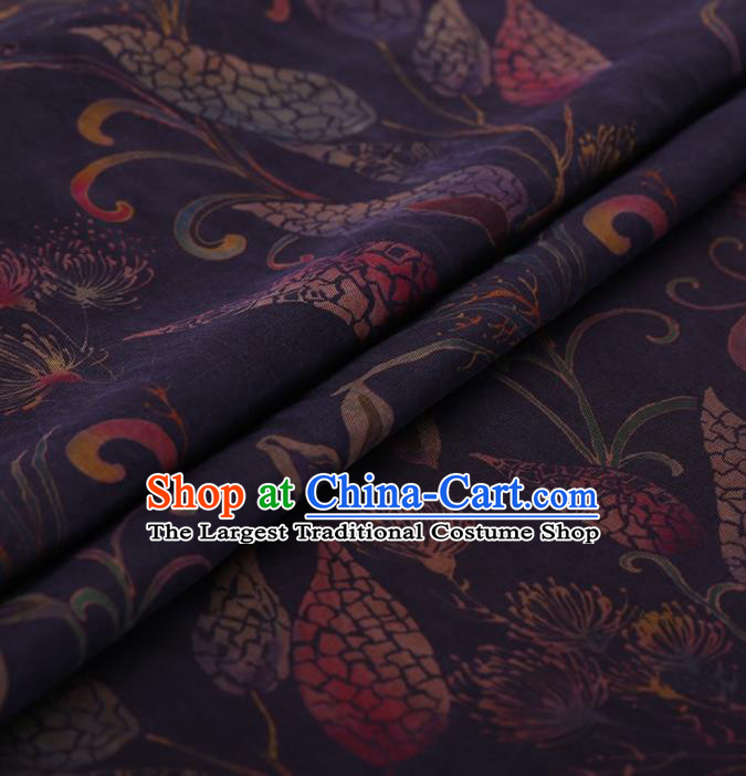 Traditional Chinese Satin Classical Wheat Pattern Design Purple Watered Gauze Brocade Fabric Asian Silk Fabric Material