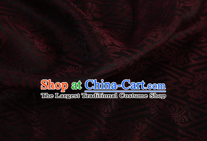 Chinese Traditional Chrysanthemum Pattern Design Black Satin Watered Gauze Brocade Fabric Asian Silk Fabric Material