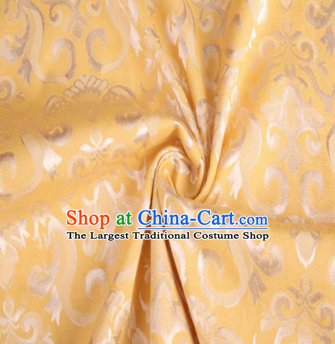 Chinese Classical Didymaotus Pattern Design Yellow Brocade Traditional Hanfu Silk Fabric Tang Suit Fabric Material