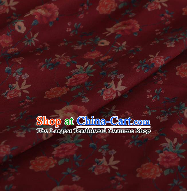 Traditional Chinese Classical Changmi Pattern Design Red Satin Watered Gauze Brocade Fabric Asian Silk Fabric Material