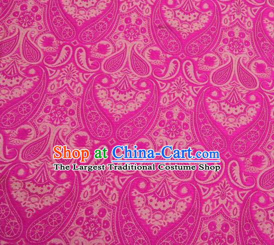 Chinese Classical Loquat Flower Pattern Design Rosy Brocade Asian Traditional Hanfu Silk Fabric Tang Suit Fabric Material