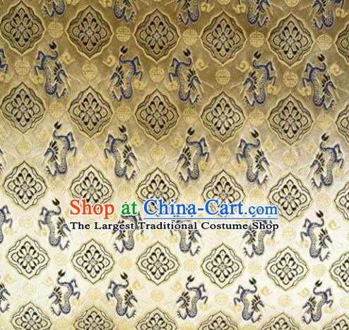 Chinese Classical Dragons Pattern Design Golden Brocade Asian Traditional Hanfu Silk Fabric Tang Suit Fabric Material