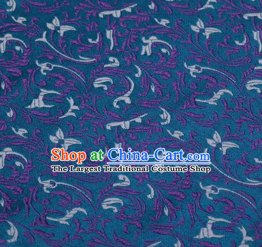 Chinese Classical Scroll Pattern Design Peacock Blue Brocade Asian Traditional Hanfu Silk Fabric Tang Suit Fabric Material
