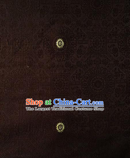 Chinese Classical Galsang Flower Pattern Design Brown Brocade Asian Traditional Hanfu Silk Fabric Tang Suit Fabric Material
