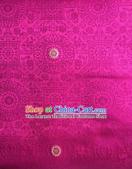 Chinese Classical Galsang Flower Pattern Design Rosy Brocade Asian Traditional Hanfu Silk Fabric Tang Suit Fabric Material