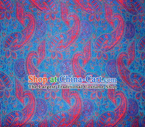Chinese Classical Pipa Pattern Design Blue Brocade Asian Traditional Hanfu Silk Fabric Tang Suit Fabric Material