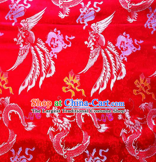 Chinese Classical Dragon Phoenix Pattern Design Brocade Asian Traditional Hanfu Silk Fabric Tang Suit Fabric Material