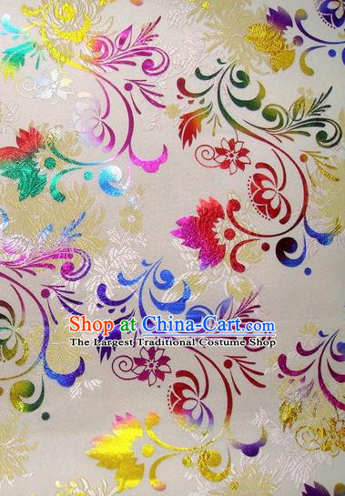 Chinese Classical Pattern Design White Brocade Asian Traditional Hanfu Silk Fabric Tang Suit Fabric Material