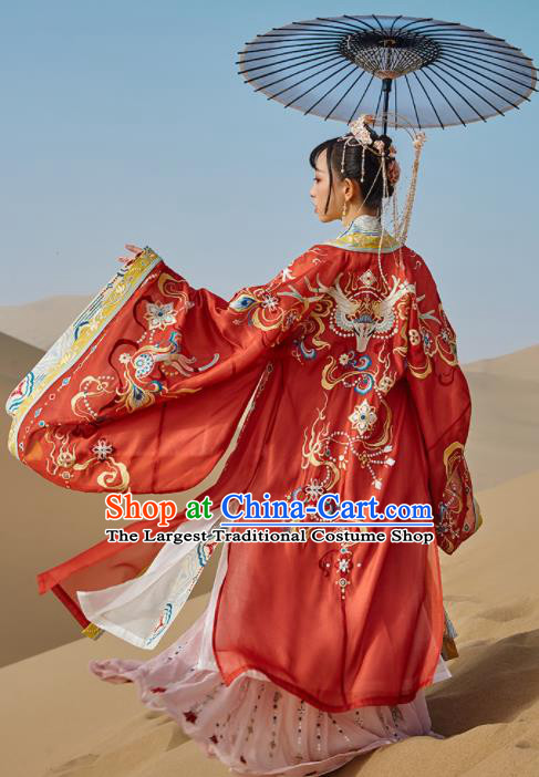 Traditional Chinese Tang Dynasty Princess Embroidered Wedding Hanfu Dress Ancient Drama Court Bride Historical Costume for Women