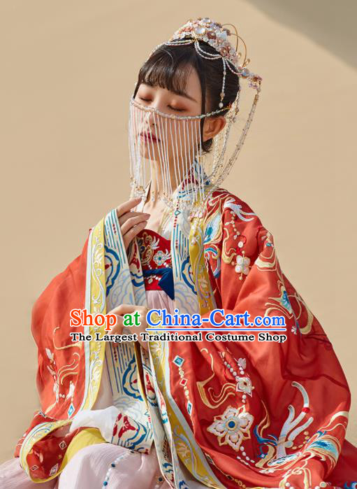 Traditional Chinese Tang Dynasty Princess Embroidered Wedding Hanfu Dress Ancient Drama Court Bride Historical Costume for Women