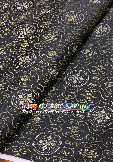 Chinese Classical Pattern Design Navy Brocade Asian Traditional Hanfu Silk Fabric Tang Suit Fabric Material