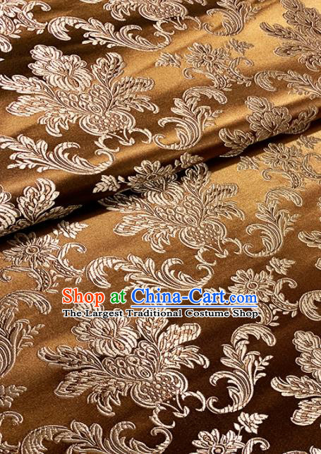 Chinese Classical Pattern Design Bronze Brocade Asian Traditional Hanfu Silk Fabric Tang Suit Fabric Material