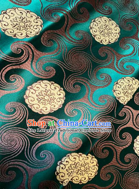 Chinese Classical Lotus Pattern Design Green Brocade Asian Traditional Cheongsam Silk Fabric Tang Suit Fabric Material